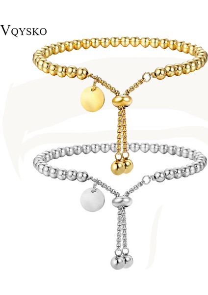 x Vqysko Moda Paslanmaz Çelik Özel Bilezik Mektup Etiketi Topu Boncuk Ayarlanabilir Kadın Bilezik Takı (Yurt Dışından) fiyatları