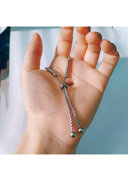 x Vqysko Moda Paslanmaz Çelik Özel Bilezik Mektup Etiketi Topu Boncuk Ayarlanabilir Kadın Bilezik Takı (Yurt Dışından) fırsatları