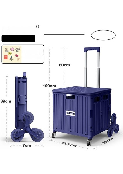 45L Taşınabilir Katlanır Alışveriş Sepeti Evrensel Tekerlek Plastik Arabası Arabası (Yurt Dışından)