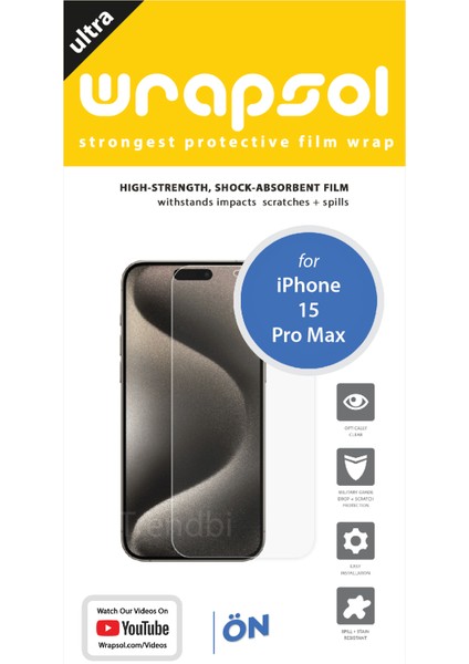 iPhone 15 Pro Max Ekran Koruyucu Poliüretan Film