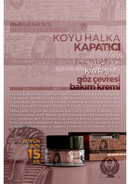 Piar Genesis Bronze Goddess Koyu Halka Kapatıcı Kırısıklık Karşıtı Göz Çevresi Bakım Kremi 15 ml