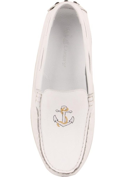 Sail Lakers - Beyaz Deri Marine Serisi Erkek Loafer