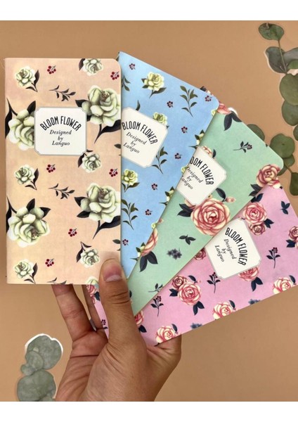 Kağıt Gemi Dükkan Vintage Çiçekler 4'lü Defter Set / Scrapbook /defter Süsleme Notebook/bullet Journal