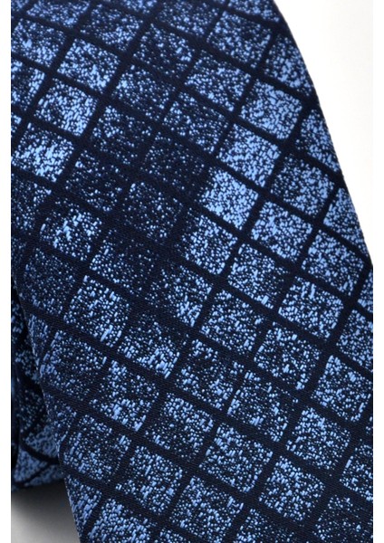 Mavi Lacivert Küp Dokuma Kumaş Mendilli Slim Fit Kravat SDK230909