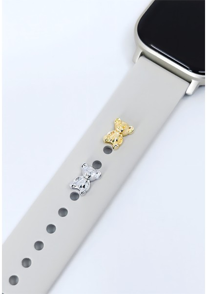 Apple Watch Uyumlu Ayıcık Figürlü Kordon Aksesuar Akıllı Saat ve Bileklik Charm modelleri