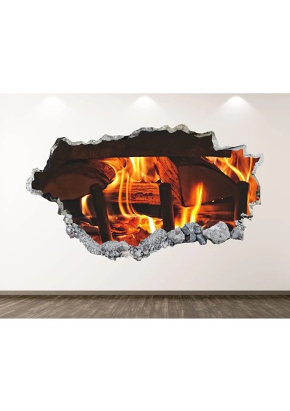 Kamp Ateşi Full Hd Baskı 3D Modern Duvar Sticker
