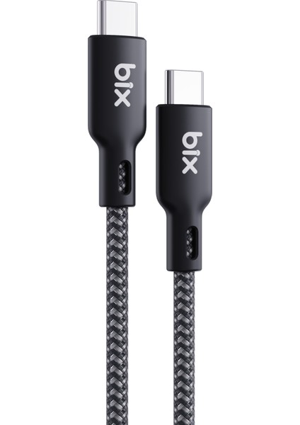 BXCC240 Type-C to Type-C 240W 480Mbps Veri Aktarım Destekli USB-IF Sertifikalı Hi-Speed Örgülü Şarj ve Data Kablosu 1.8 Metre Macbook iPad Samsung Uyumlu