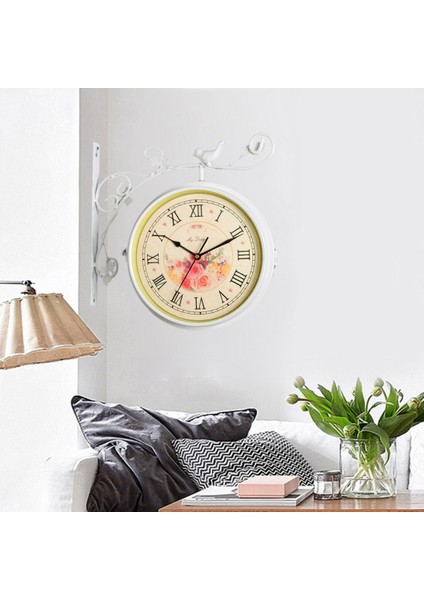 Istasyon Saati Retro Vintage Stil Saat Süsü Hava Geçirmez Bahçe Saati Beyaz Için Bahçe Saati (Yurt Dışından)