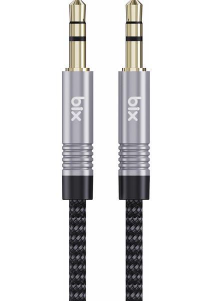 BXAU103 3.5mm Erkek To Erkek Örgülü Stereo Aux Ses Kablosu 3 Metre