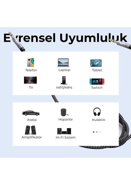 BXAU103 3.5mm Erkek To Erkek Örgülü Stereo Aux Ses Kablosu 3 Metre fırsatları