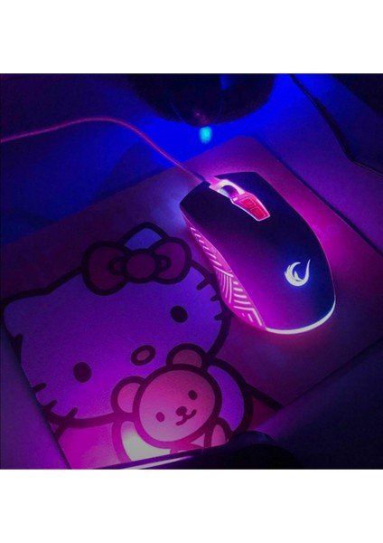 Pink Baby Set, Rampage SMX-G68 Spear 7200DPI Rgb Ledli (Makrolu) Mouse+Hello Kitty 23X18 Mouse Pad