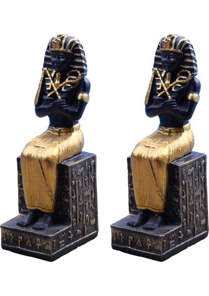 2 Reçine Firavun Figürleri Heykeli Antik Raf Üstü 2 * MULTICOLOR04 3.5X4.5X11 Cm (Yurt Dışından)