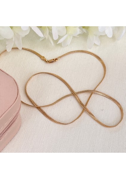 Vintage Kolye Örgü Yassı Hasır Kolye Kararmaz Xuping Vip Seri Ürün Rose 55 cm