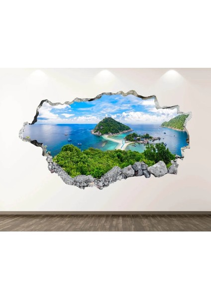 Şehir ve Doğa Manzaraları Full Hd Baskı 3D Modern Duvar Sticker