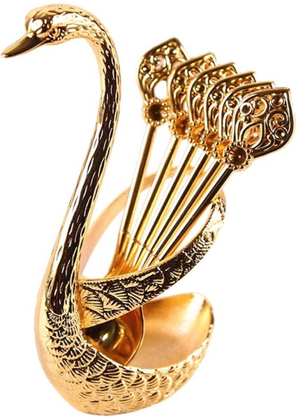 Karıştırma Karıştırma Için Dekoratif Kuğu Tabanı ve 6 Kaşık (Yurt Dışından)