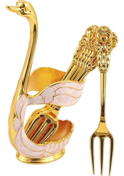 6 Adet Kahve Kaşığı Kuğu Tutucu Çay Kaşığı Tatlı Kaşığı Mutfak Bar Çatal Aureate Beyaz (Yurt Dışından)