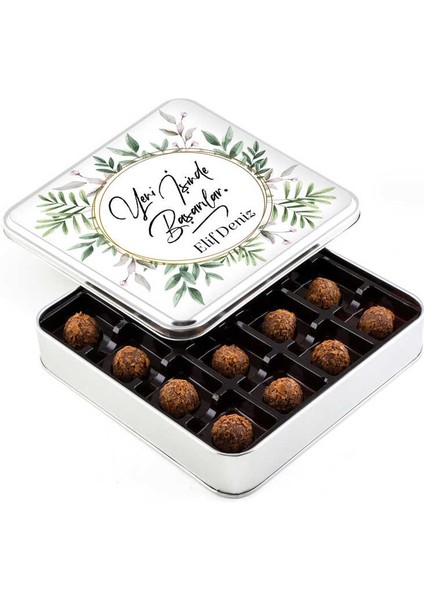 Yeni İş Hediyesi Tahinli Truffle Çikolata (Metal Kutu)