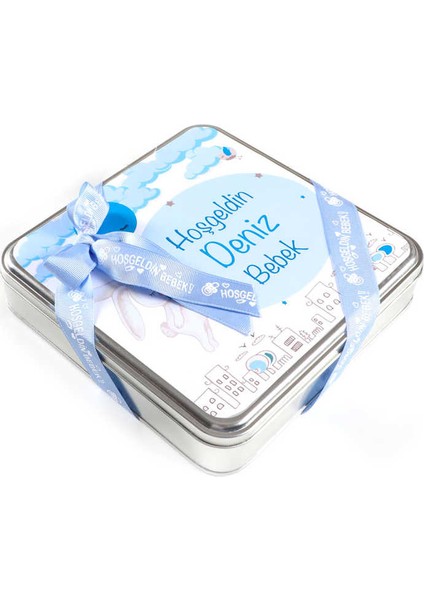 Erkek Bebek Hediyesi Tahinli Truffle Çikolata (Metal Kutu) modelleri