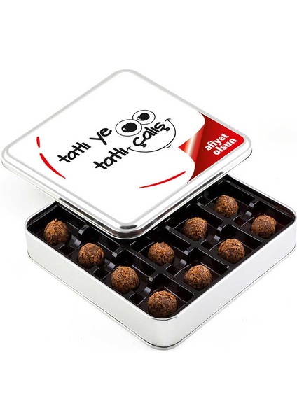 Ofis ve Yeni İş Hediyesi Tahinli Truffle Çikolata (Metal Kutu)