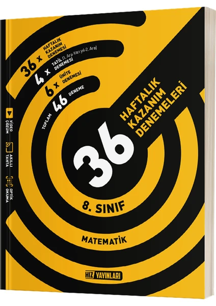 Hız Yayınları 8. Sınıf Matematik 36 Haftalık Kazanım Denemeleri