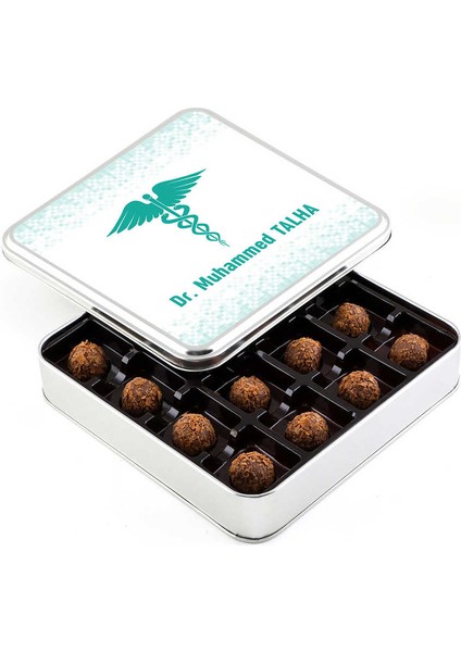 Doktora Hediye Tahinli Truffle Çikolata (Metal Kutu)