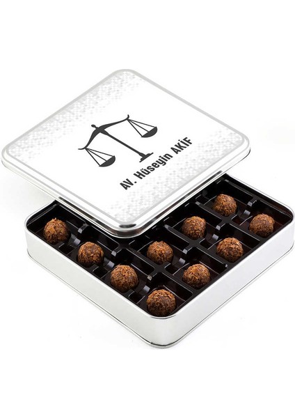 Avukata Hediye Tahinli Truffle Çikolata (Metal Kutu)