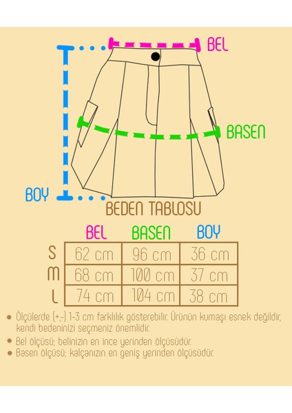 AB Looks Kadın Kargo Cepli Pileli Street Klasik Mini Şort Etek