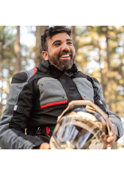 Motosiklet Montu Uzun Model 4 Mevsim Full Korumalı Maxdura Kumaş Aırbag Toruıng Mont Gri fiyatları