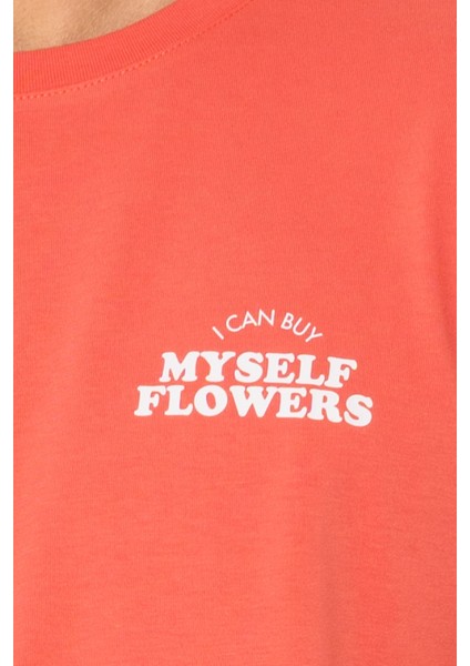 Flower Regular T-Shirt Erkek - Somon indirimleri