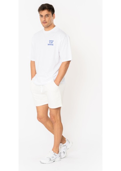 Leave Oversize T-Shirt Erkek - Beyaz modelleri