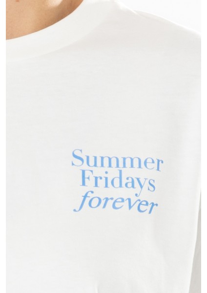 Forever Oversize T-Shirt Kadın - Ekru