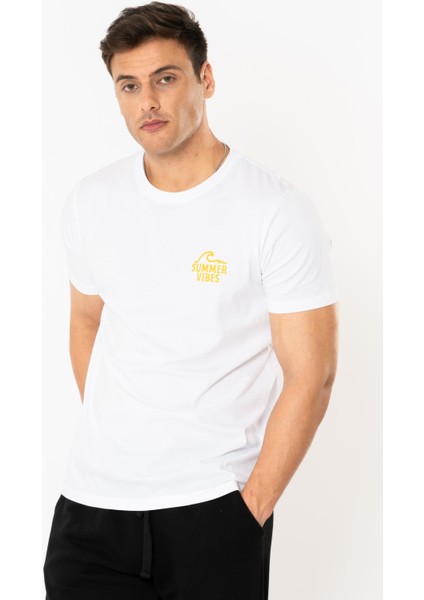Wave Regular T-Shirt Erkek - Beyaz