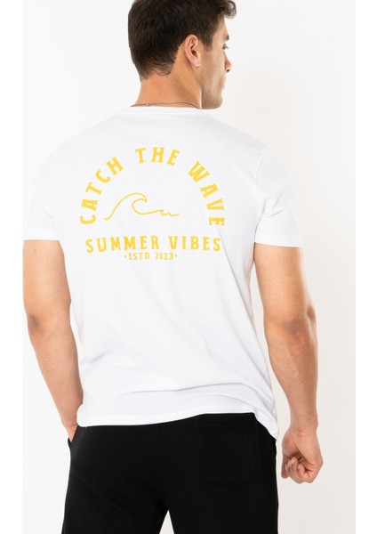 Wave Regular T-Shirt Erkek - Beyaz fiyatları