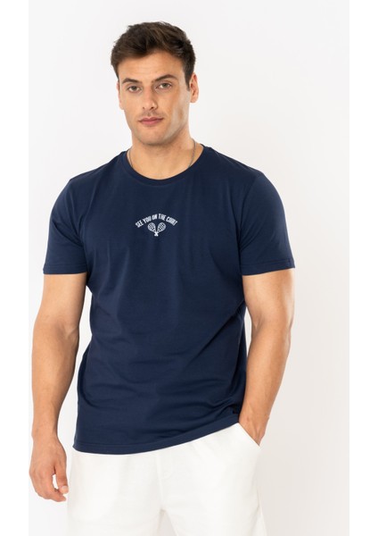 Court Regular T-Shirt Erkek - Lacivert