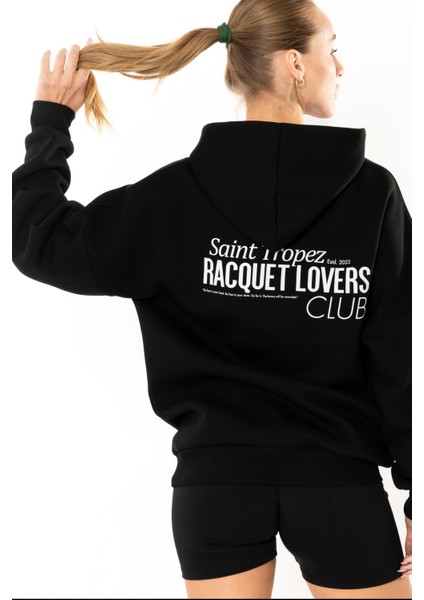 Racquet Lovers Oversize Hoodie Kadın - Siyah fiyatları