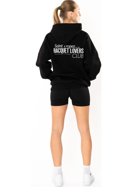 Racquet Lovers Oversize Hoodie Kadın - Siyah fırsatları