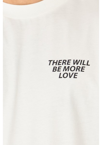 More Love Oversize T-Shirt Erkek - Ekru