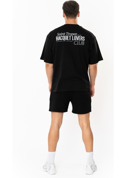 Racquet Lover Oversize T-Shirt Erkek - Siyah fırsatları