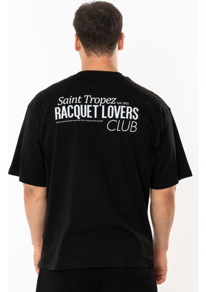 Racquet Lover Oversize T-Shirt Erkek - Siyah fiyatları