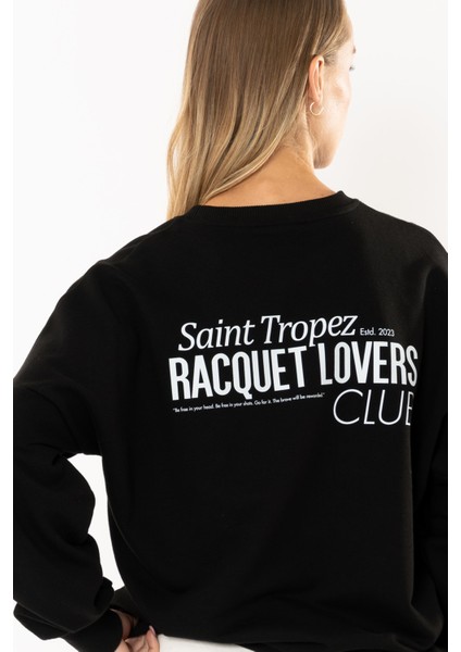 Racquet Lover Oversize Sweatshirt Kadın - Siyah