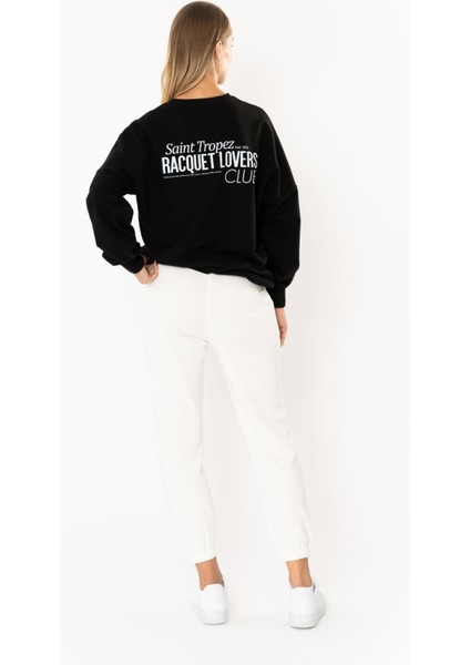 Racquet Lover Oversize Sweatshirt Kadın - Siyah modelleri