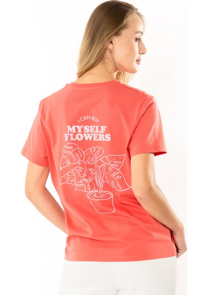 Flower Regular T-Shirt Kadın - Somon fiyatları