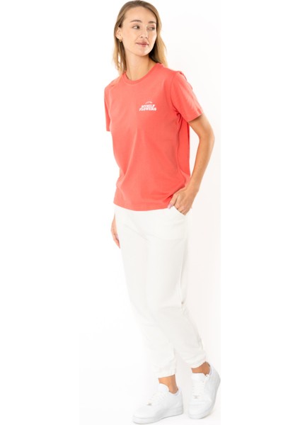Flower Regular T-Shirt Kadın - Somon fırsatları