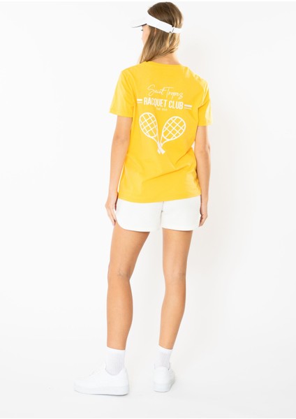 Racquet Club Regular T-Shirt Kadın - Sarı fırsatları