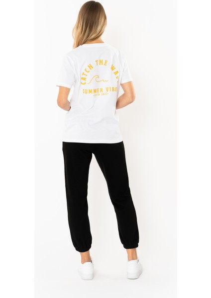 Wave Regular T-Shirt Kadın - Beyaz modelleri
