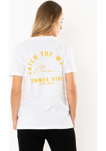 Wave Regular T-Shirt Kadın - Beyaz fiyatları