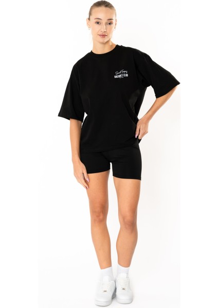 Racquet Lover Oversize T-Shirt Kadın - Siyah modelleri