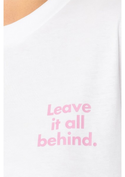 Leave Oversize T-Shirt Kadın - Beyaz indirimleri