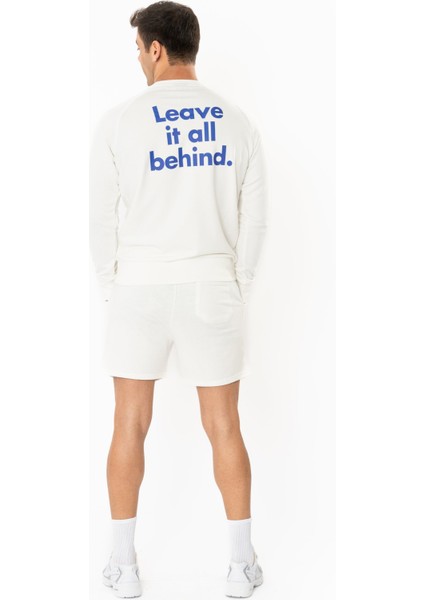 Leave Regular Sweatshirt Erkek - Ekru fırsatları