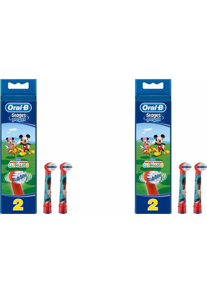 Stages Çocuklar İçin 4'lü Diş Fırcası Yedek Başlığı Mickey Mause